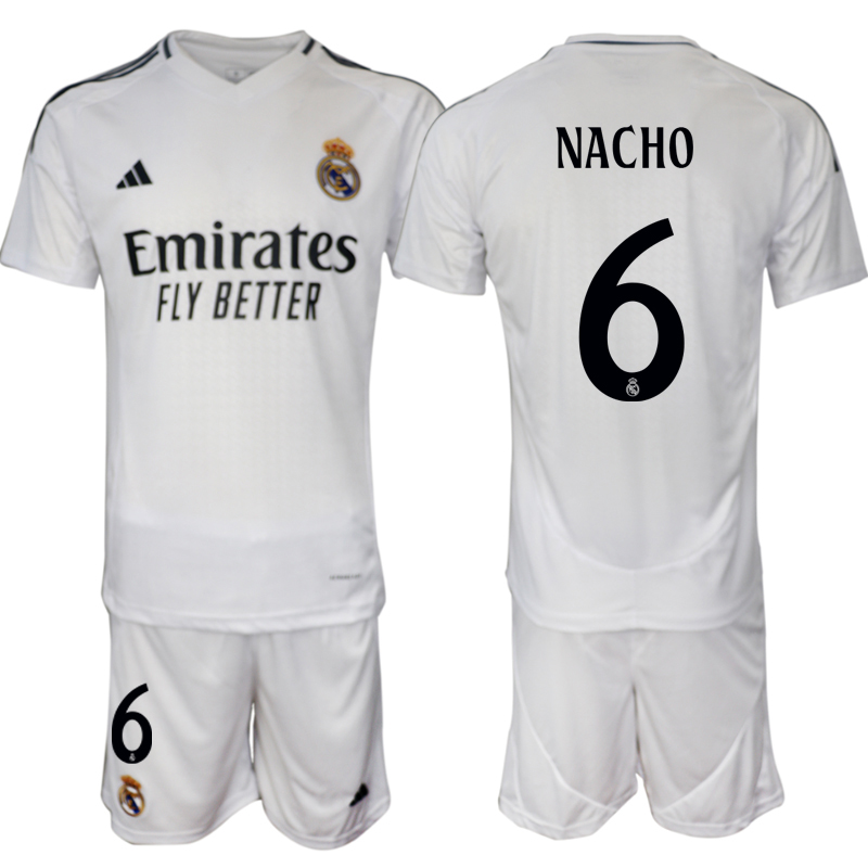 Men 2024-2025 Club Real Madrid home White 6 Soccer Jersey